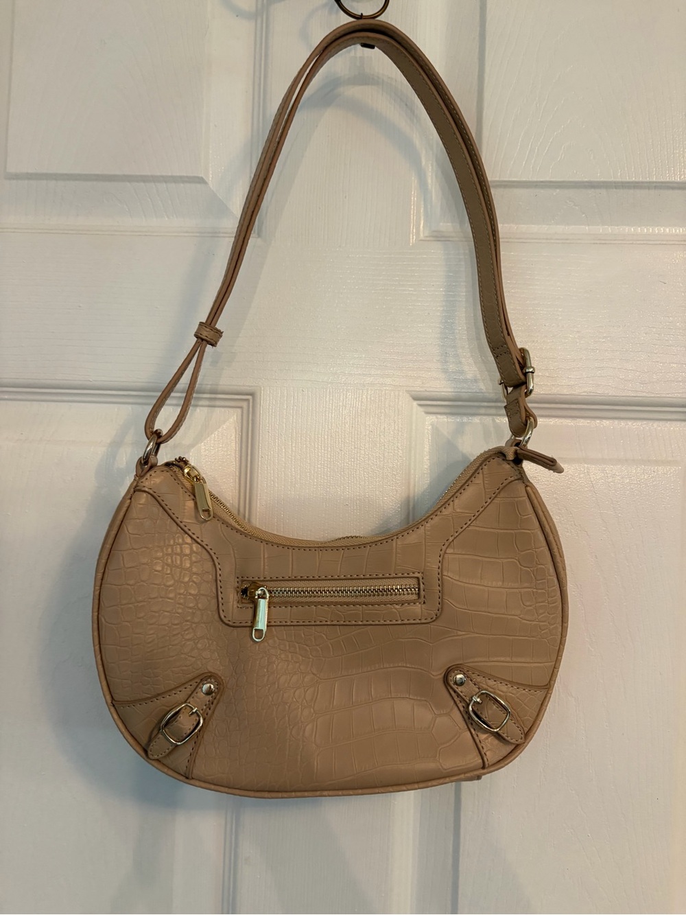 Wild Fable Tan Croc-Embossed Shoulder Bag Vegan Leather